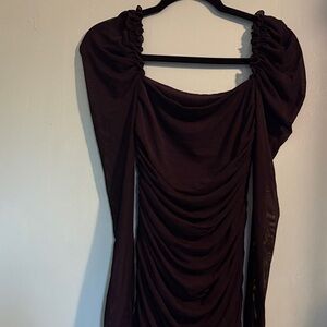 SHEIN Black One Shoulder Ruched Dress